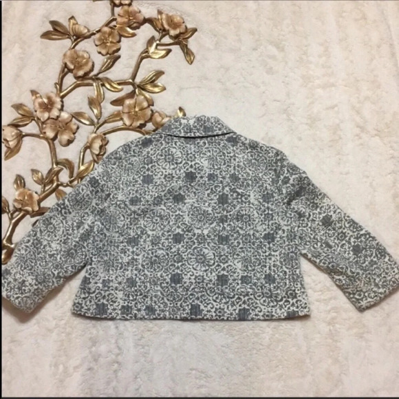 Theory Grey Brocade Cropped Button Down Jacket M - Picture 5 of 10